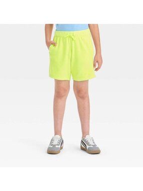 NWT Boys' 'Above the Knee' French Terry Pull-on Shorts - Cat & Jack Lime Green M